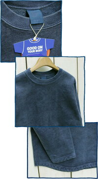 Good On Rough Crew Sweat round / Navy Pigment グッドオン ラフ クルー スウェット / 裏起毛 裾リブなし ラウンド ネイビー 紺 製品染め / men made in japan 日本製 goodon good on スウェット