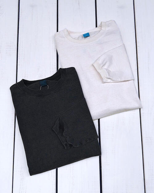 乐天商城 - Good On LS Hvy Crew Tee / 2-col long sleeve 9oz henvy Jersey グッドオン グットオン ヘビージャージー クルー Tシャツ 長袖 9オンス ピグメント 製品染め ブラック & ナチュラル made in Japan 日本製 goodon