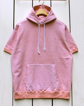 Good On SS PO Hood Sweat / parka Light French Terry Coral Pigment グッドオン 半袖 プルオーバー パーカー ライトオンス スウェット 裏毛 コーラル 製品染め men goodo good on