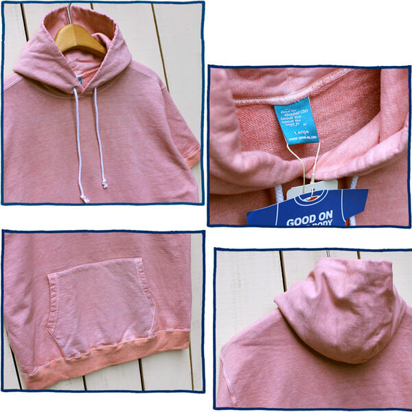 Good On SS PO Hood Sweat / parka Light French Terry Coral Pigment グッドオン 半袖 プルオーバー パーカー ライトオンス スウェット 裏毛 コーラル 製品染め men goodo good on