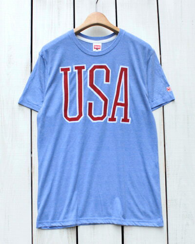 HOMAGE 「 USA 」Tee / short sleeve Heather Lt Blue オマージュ プリント Tシャツ / 半袖 ヴィンテージ ヘザー ライトブルー 杢 made in usa homage vintage homage t シャツ