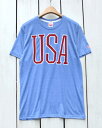 HOMAGE 「 USA 」Tee / short sleeve Heather Lt Blue オマージュ プリント Tシャツ / 半袖 ヴィンテージ ヘザー ライトブルー 杢 made in usa homage vintage homage t シャツ