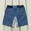 MADE BY JIMMY YANG Street Shorts / Short Pants Blue With Blue Squiggle Ch oC W~[ Xg[g V[c / LoX  vg |Pbg ؑ u[ XNBO cotton made by jimmy surf beach