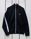 フレッドペリー ジャージ メンズ Fred Perry Taped Track Jacket zip up rib / Black 198 フレッド ペリー トラック ジャケット / ジャージ ロゴ ライン テープ ワンポイント スポーツ ストリート モッズ パンク ブラック 黒 / 定番 fred perry jersey