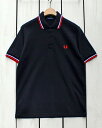 フレッドペリー Fred Perry Twin Tipped Fred Perry Shirt polo pique 186 Black / White Red フレッド ペリー 2本ライン フレッドペリー シャツ ポロ 半袖 ピケ 鹿の子 ブラック ホワイト レッド 定番 made in England 英国製 fred M12 m12