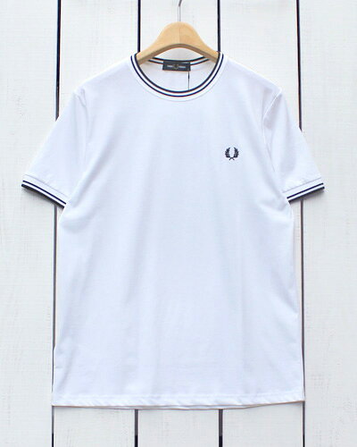 Rakuten - Fred Perry Twin Tipped T-Shirt / rib line short sleeve tee White / black フレッド ペリー ツイン ティップド Tシャツ / リブ ライン 半袖 ワンポイント ロゴ ホワイト / 白 ブラック シンプル fred