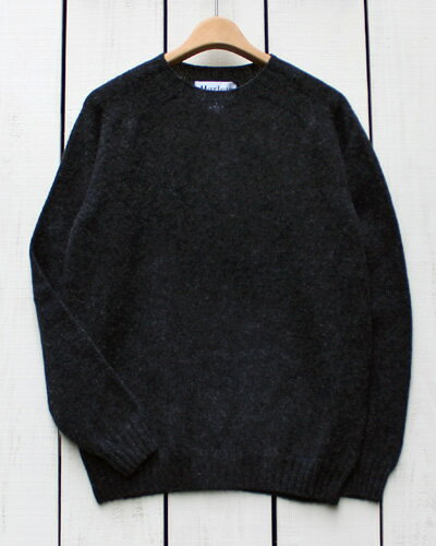 Harley of Scotland Crew Neck Sweater Charcoal wool