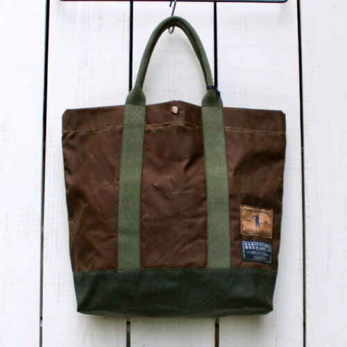 MANIFATTURA CECCARELLI FORZO ROMAGNA Wax Cotton Tote Bag Dk Brown / dk green 2 tone マニファッツュラ チェッカレッリ ワックス コットン トート バック ダーク ブラウン / グリーン made in italy イタリア製 filson italy 水害支援