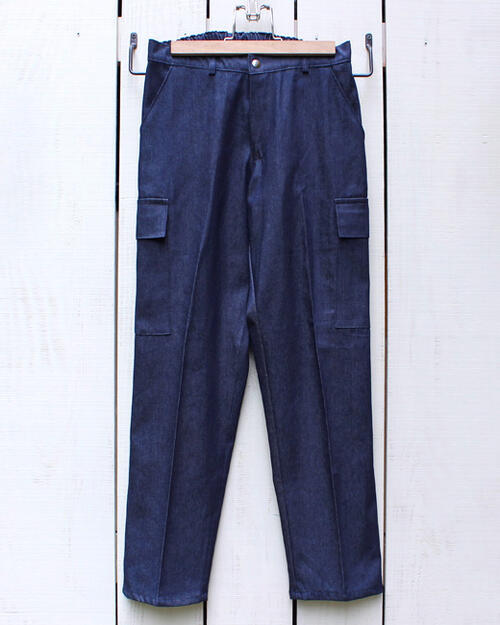 Au Vrai Chic Britain Straight Cargo Pants / Indigo 7.5oz denim / work made in england オー ブライ シック ブリテン テーパード ストレート カーゴ パンツ インディゴ デニム ワーク イングランド製 au vrai chic