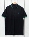 Fred Perry Twin Tipped Fred Perry Shirt polo pique T27 Black FP Green tbh y[ 2{C tbhy[ Vc |  sP ̎q ubN O[ F made in England p fred M12 m12