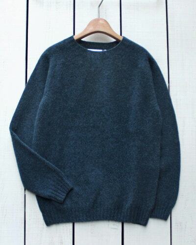 ハーレーオブスコットランド セーター メンズ Harley of Scotland Crew Neck Sweater Storm wool made in scotland ハーレー オブ スコットランド クルーネック セーター ニット シームレス ウール ストーム ブルーグリーン ミックス harley