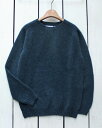 Harley of Scotland Crew Neck Sweater Storm wool made in scotland ハーレー オブ スコットランド クルーネック セーター ニット シームレス ウール ストーム ブルーグリーン ミックス harley