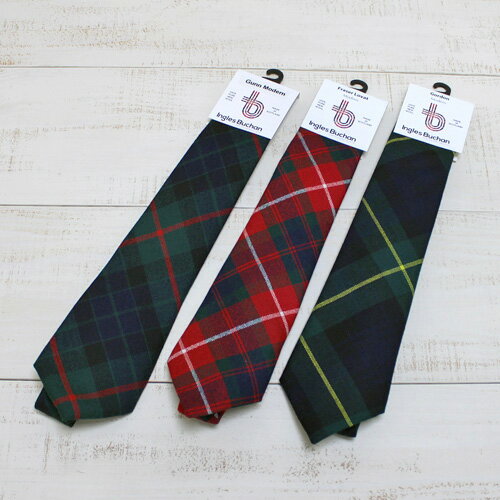 チェックネクタイ Ingles Buchan Wool Tie / tartan check 3-Pattern イングレス バカン ウール ネクタイ / タータン チェック 3パターン 展開 / カジュアル made in Scotland スコットランド製