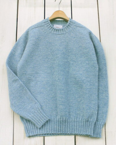 Jamieson 039 s Plain Saddle Shoulder Crew sweater 3ply wool Surf / 135 made in scotland ジャミーソンズ サドル ショルダー クルー セーター ニット シェットランド ウール 3プライ 厚手 / サーフ ベビーブルー jamiesons