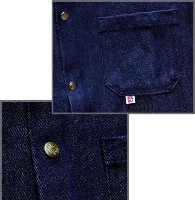 Big Bill Denim Work Coat / Navy coverall jacket nonwash ビック ビル デニム ワーク コート / ネイビー 長袖 カバーオール ジャケット スナップボタン ノンウォッシュ made in CANADA & USA cadet big bill 3