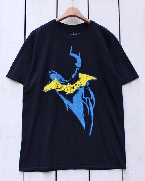 Batman / DC Comics Yellow Sketch Print Tee / Black unisex / warner brothers バットマン プリント Tシャツ / 半袖 / ブラック 黒 クルー ネック フロントプリント アメコミ キャラクター bravado / rock off