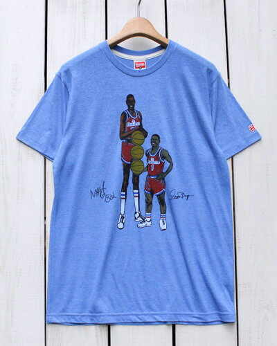 HOMAGE x NBA 「 Bol & Bogus 」Tee / short sleeve Heather Lt Blue オマージュ プリント Tシャツ / 半袖 ヴィンテージ ヘザー ライトブルー homage vintage t シャツ バスケ basketball bullets wizards