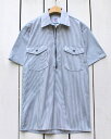Big Bill Hickory Stripe S/S Shirts with Half Zip short sleeve / nonwash work ビック ビル ハーフ ジップ ワーク シャツ 半袖 ヒッコリー / ノンウォッシュ アメリカンサイズ made in CANADA USA cadet big