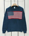 green 3 apparel Americana Crew Sweater recycled cotton knit Navy Red Off White / made in USA グリーン スリー アパレル リサイクルコットン クルー セーター ニット 長袖 星条旗 ネイビー レッド オフホワイト アメリカ製