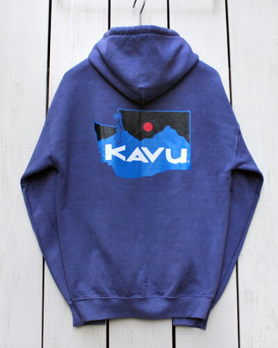 KAVU Wa Map Parka / hoody sweat pullover print Navy Pigment カブー ワシントン マップ パーカー プリント プルオーバー フーディ スウェット 裏起毛 ネイビー ピグメント 染め kavu classic outdoor