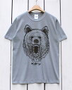 KAVU SS Bear Tee / front print short sleeve / Grey pigment Ju[ xA[ TVc /  tg vg F  O[ sOg  kavu Lv tFX