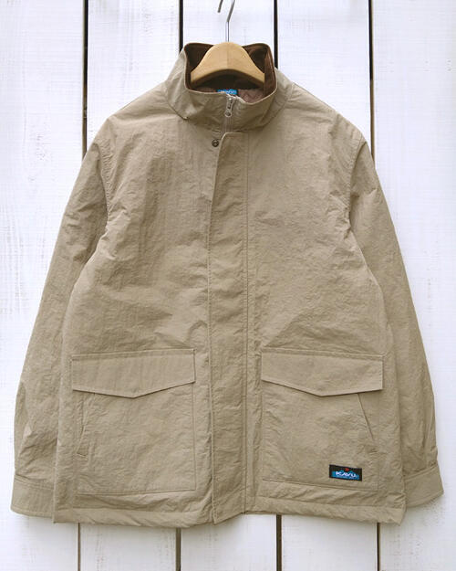 Rakuten - KAVU mens Green Wood Jacket / Sand Beige stand collar / quilt lining カブー グリーン ウッド ジャケット サンド ベージュ / しわ加工 リップストップ 襟裏 コーデュロイ キルティング 裏地 ワーク アウトドア kavu カブー