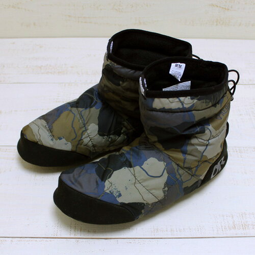 Outdoor Research Tundra Aerogel Socks primaloft / Loden Camo アウトドアリサーチ ツンドラ エアロジェル ソックス ゲル 保温 耐水 通気 テント ブーツ 室内履き プリマロフト 中綿 カモフラージュ 総柄 outdoor