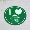 The Printed Image I Heart Smokey Sticker love bear outdoor Green / luminescence アイ ハート スモーキー ステッカー アイ ラブ ベアー グリーン 蓄光 アウトドア インドア キャンプ BBQ デコ