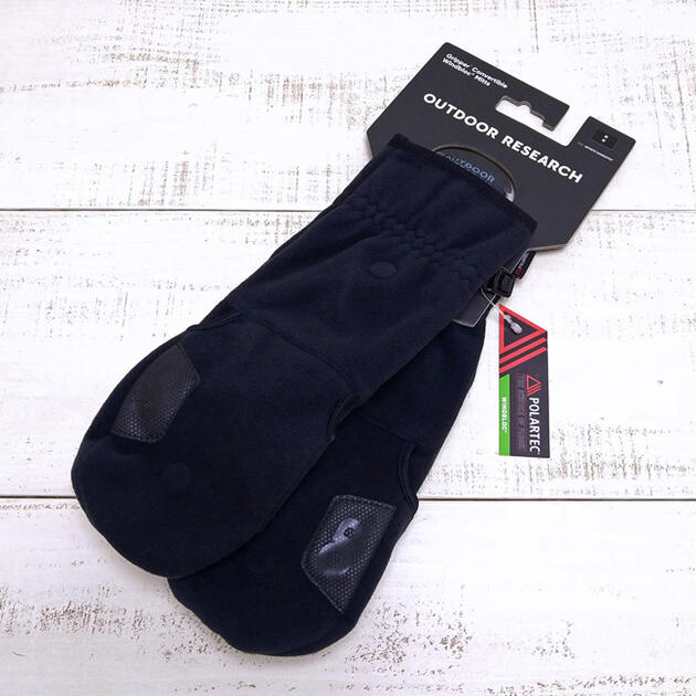 Outdoor Research Gripper Convertible Windbloc Mitts Black / glove polartec fleec...