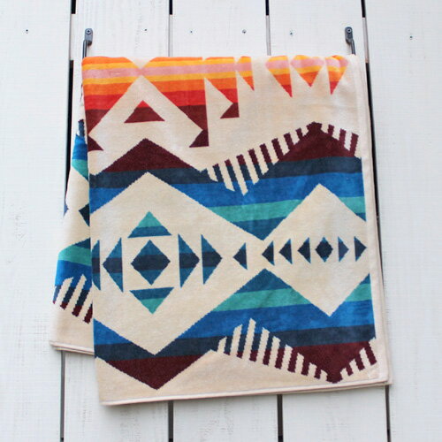 ペンドルトン ブランケット Pendleton Native Jacquard Bath Towel Los Lunas ペンドルトン ネイティブ ジャガード バスタオル ブランケット コットンベロア 厚手 ビックサイズ ナチュラル マルチ pendleton native ペンドルトン バスタオル