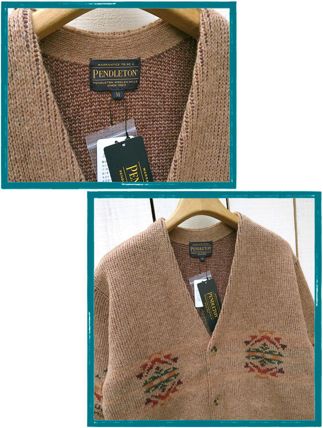 Pendleton Shetland Wool V-Nack Cardigan Tan Autumn Birch / jacquard knit ペン...