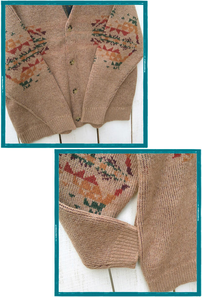 Pendleton Shetland Wool V-Nack Cardigan Tan Autumn Birch / jacquard knit ペン...