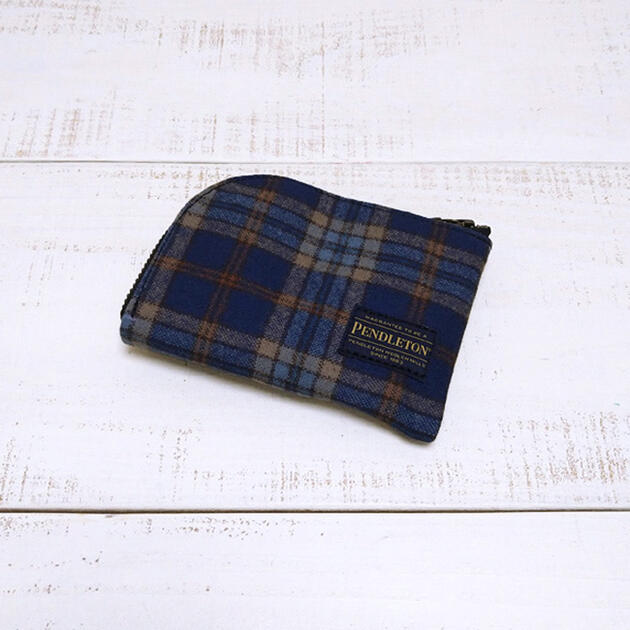 Rakuten - Pendleton PWM Coin Wallet / Blue Plaid check wool cotton ペンドルトン コイン ウォレット / ブルー チェック ウール コットン ジップ 財布 小銭入れ カード アクセサリー 日本製 pendleton native