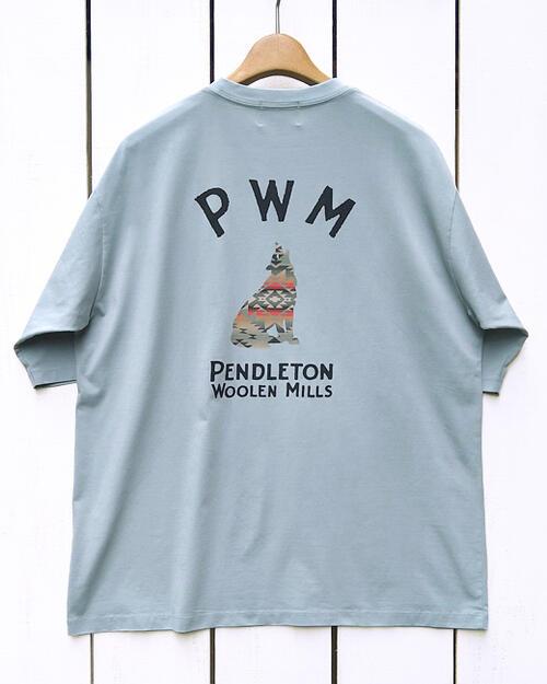 Pendleton SS Back Print Tee / Slate Blue PMW / loose fit ペンドルトン バックプリント Tシャツ 半袖 ルーズフィット / スレート ブルー コットン ナイロン 耐久 通気 ドライタッチ pendleton ネイティブ