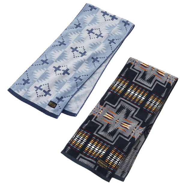 Pendleton Emboss Multi Long Towel / 2-col Spider Rock Blue & Harding Navy ペンドルトン エンボス マルチ ロングタオル 2柄 ネイティブ 今治 日本製 マフラー タオル アウトドア フェス pendleton native