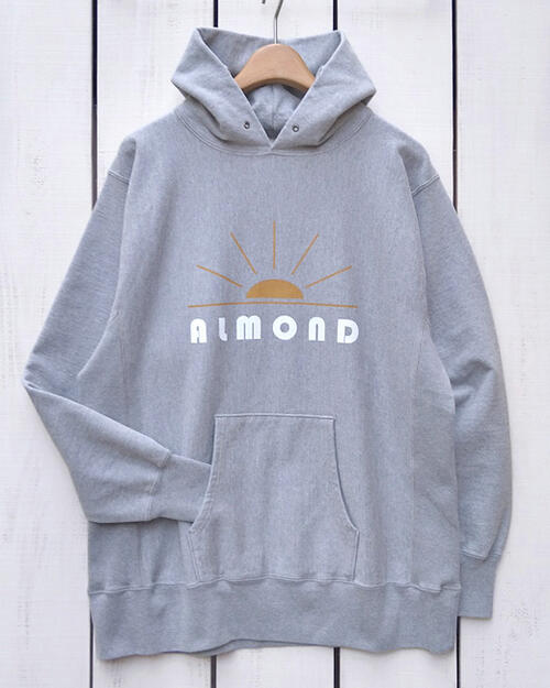 Rakuten - Almond Surfboards Designs Sunrise Hoodie Sweat / H.Grey pullover parka print アーモンド サーフ フーディ スウェット / ヘザー グレー 裏毛 プルオーバー パーカー 脇ガゼット プリント / 日本製 almond surf westcoast beach