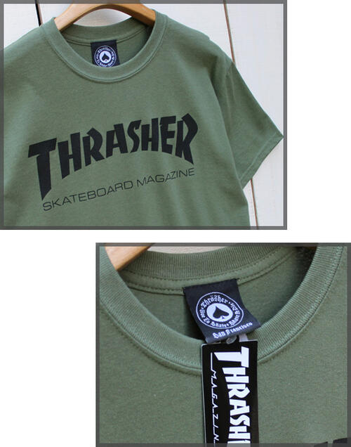 Thrasher Skate Mag T-shirts / tee Olive スラッシャー プリント Tシャツ / 半袖 オリーブ / ブラック ロゴ 定番 アートワーク スケート ストリート thrasher magazine us import skate street culture