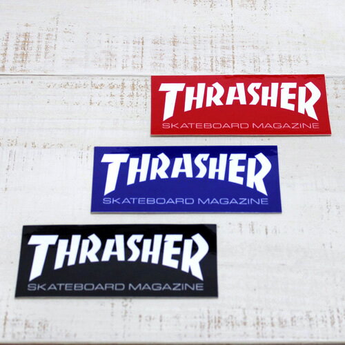 Thrasher Skate Mag Standard Sticker Black Blue Red / 3p Set スラッシャー スタンダード ステッカー ブラック ブルー レッド / 3枚セット 9.5cm × 4cm 定番 ロゴ スケート thrasher magazine skate street culture