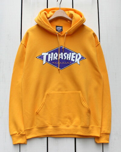 Thrasher Diamond Logo Hood / sweat pullover parka / Gold スラッシャー ダイアモンド ロゴ フード スウェット プル パーカー 裏起毛 ゴールド / イエロー スケート ストリート thrasher magazine us import skate street