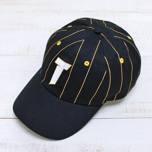 Thrasher T Logo Old Timer Hat baseball cap stripe / Black Yellow スラッシャー T ロゴ キャップ / ベースボール カーブ バイザー 刺繍ロゴ ブラック / イエロー ストライプ スケート skate thrasher magazine us import