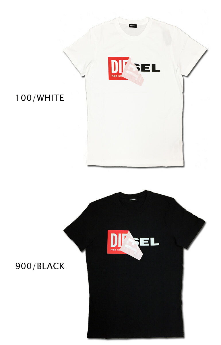 DIESEL ディーゼル メンズ ボックスロゴ Tシャツ 半袖T-DIEGO-QA カットソー クルーネック 白 黒 ホワイト ブラック かっこいい