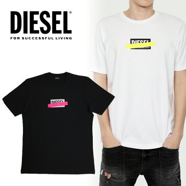 DIESEL ディーゼル メンズ ボックスロゴ Tシャツ 半袖T-JUST-DIE カットソー クルーネック ネオンカラービッグサイズ 大きいサイズもあり