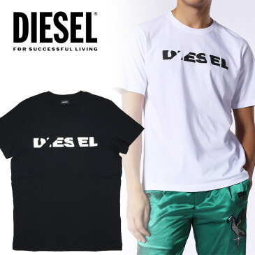 DIESEL ディーゼル メンズ ロゴ Tシャツ 半袖T-DIEGO-BROK カットソー クルーネックブラック ホワイト 黒 白 シンプル かっこいい