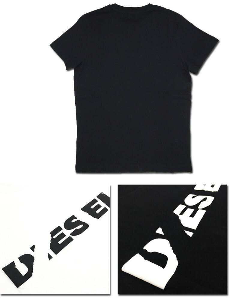 DIESEL ディーゼル メンズ ロゴ Tシャツ 半袖T-DIEGO-BROK カットソー クルーネックブラック ホワイト 黒 白 シンプル かっこいい