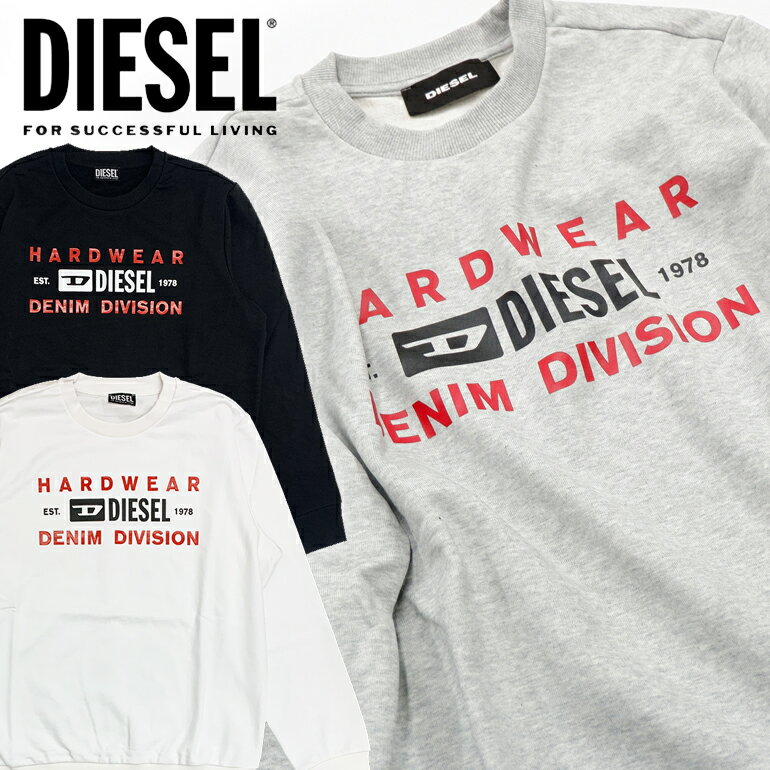 ディーゼル プレゼント メンズ DIESEL ディーゼル メンズ トレーナー スウェットS-GIRK-K10ロゴ プリント クルーネック プルオーバー　 グレー 大きいサイズ