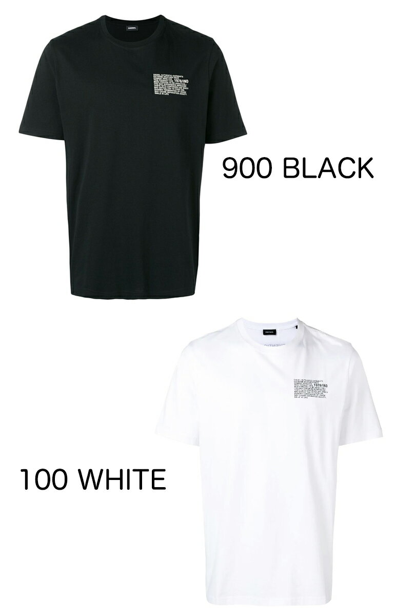 ディーゼル DIESEL メンズ 半袖Tシャツ トップスT-JUST-Y1白 ホワイト ブラック 黒 シンプル 定番丸首 クルーネック バックプリント