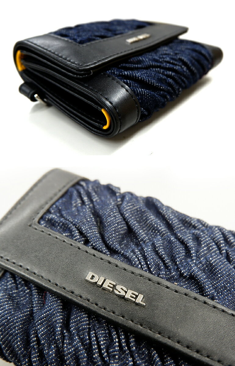 【訳あり品のため返品交換不可】DIESEL ディーゼルコンパクト財布 ミニ財布 デニムX05208 P1542 YAMI IIバンジーデニム シャーリング