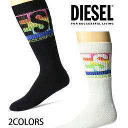 ディーゼル 靴下 メンズ ディーゼル DIESEL メンズ 靴下 ソックス SKM-RAY SOCKS 00S6U0 0SAVPホワイト　ブラック　レインボー　ハイソックス