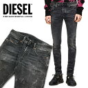 DIESEL ディーゼル メンズ パンツ ボトムス デニム ジーンズSLEENKER-X 009QA SKINNY スキニージーンズ長ズボン ストレッチパンツ スリム ブラックデニム　クラッシュデニム