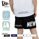 NEW ERA ニューエラ ハーフパンツ メンズ ショートパンツ 短パン 膝上 カジュアル 涼しい 着こなし コーデ ファッション ブラック 黒 ロゴ